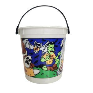 Vtg 2004 Jack in the Box Halloween Candy Bucket Vampire Camping Glow in The Dark